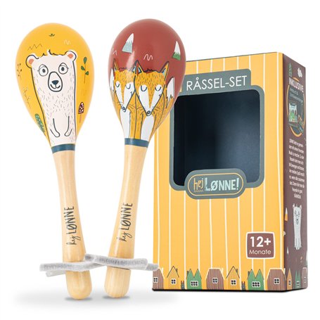 HEJ LØNNE Maracas Bébé en Bois - Ensemble de 2 Maracas - Instrument de Musique Bebe pour Stimuler la Motricité