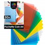 OfficeTree 50x Pochette Plastique A4 Couleur - Pochette Coin Plastique - Chemise Plastique A4 - Pochette Coin - Porte Document
