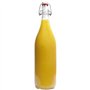 Mikken Lot de 4 bouteilles en verre, 1 l, avec bouchon à étrier en porcelaine, étiquettes