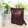 Corno d´Oro Sac à dos antivol de qualité supérieure pour homme et femme - En cuir - Grand sac à dos vintage pour ordinateur port