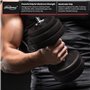 Physionics® Haltère/Poids Musculation - 30kg (2 x 15), Revêtement en Plastique, 2 Barres Courtes en Acier, 4 Fermoirs Forme d’Ét