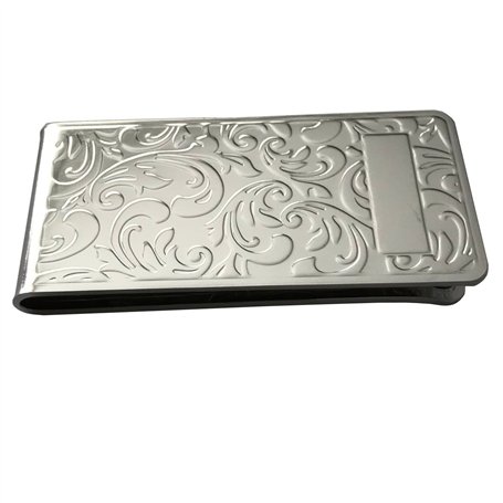 SILBERKANNE Pince à billets en filigrane avec champ de gravure 6 x 3 cm - Plaqué argent de qualité supérieure - Finition de qual