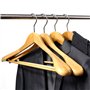 logei® 5 pièces. Cintres en bois avec barre pantalon antidérapante Qualité naturelle (5 pièces cintre avec larges bords pour les