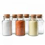 Mambocat Lot de 6 pots à épices - Contenance 300 ml - Pots en verre réutilisables avec bouchon en liège - Verre rond de haute qu