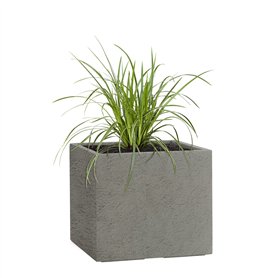 Pflanzwerk® Pot de Fleur Fibre de Verre Cube Jardinière Lava Gris 28x28x28cm XXL *Résistant au Gel* *Protection UV* *Qualité eur