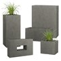 Pflanzwerk® Pot de Fleur Fibre de Verre Cube Jardinière Lava Gris 28x28x28cm XXL *Résistant au Gel* *Protection UV* *Qualité eur