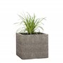 Pflanzwerk® Pot de Fleur Fibre de Verre Cube Jardinière Wood Gris 28x28x28cm XXL *Résistant au Gel* *Protection UV* *Qualité eur