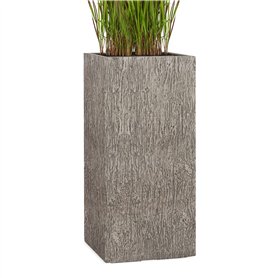 Pflanzwerk® Pot de Fleur Fibre de Verre Tower Jardinière Wood Gris 60x28x28cm XXL *Résistant au Gel* *Protection UV* *Qualité eu