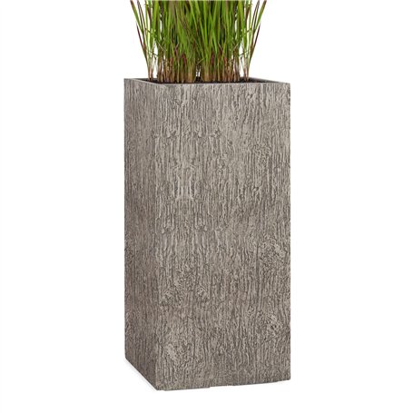 Pflanzwerk® Pot de Fleur Fibre de Verre Tower Jardinière Wood Gris 60x28x28cm XXL *Résistant au Gel* *Protection UV* *Qualité eu