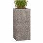 Pflanzwerk® Pot de Fleur Fibre de Verre Tower Jardinière Wood Gris 60x28x28cm XXL *Résistant au Gel* *Protection UV* *Qualité eu