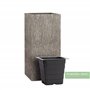 Pflanzwerk® Pot de Fleur Fibre de Verre Tower Jardinière Wood Gris 60x28x28cm XXL *Résistant au Gel* *Protection UV* *Qualité eu