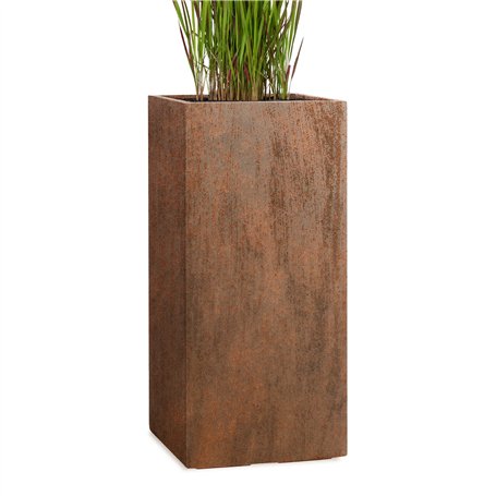Pflanzwerk® Pot de Fleur Tower Jardinière Brun Roux 60x28x28cm *Résistant au Gel* *Protection UV* *Qualité européenne*