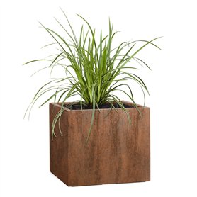 Pflanzwerk® Pot de Fleur Cube Jardinière Brun Roux 28x28x28cm *Résistant au Gel* *Protection UV* *Qualité européenne*