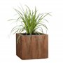Pflanzwerk® Pot de Fleur Cube Jardinière Brun Roux 28x28x28cm *Résistant au Gel* *Protection UV* *Qualité européenne*