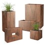 Pflanzwerk® Pot de Fleur Cube Jardinière Brun Roux 28x28x28cm *Résistant au Gel* *Protection UV* *Qualité européenne*