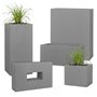 Pflanzwerk® Pot de Fleur Fibre de Verre Cup Ø34cm Gris Jardinière antigel* *Protection UV* *Qualité européenne*