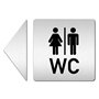 Türschilder24 Plaque de porte XXL 125 x 125 mm Panneau WC + panneau de direction en aluminium Panneau de 15 mm en aluminium (pan