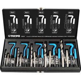 TECPO Kit de réparation de filetage 131 pièces outil de réparation de filetage M5 M6 M8 M10 M12