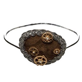 Amakando Accessoire Femme Steampunk Cache- il Pirate Matériel de Costume Corsaire Soirée à thème époque Victorienne Bandeau Band