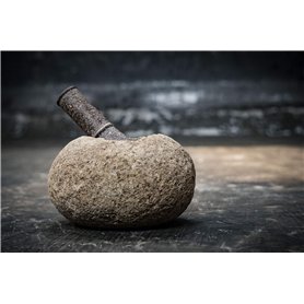 Tokoindah Mortier en pierre naturelle fait à la main avec pilon - Mortier à épices lourd en pierre de rivière volcanique (2