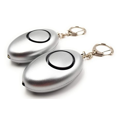 ocona Lot de 2 alarmes de poche autodéfense sirène 140 dB LED (argent)