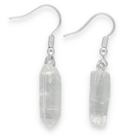 Boucles d'oreilles pendantes en cristal de roche | Boucles d'oreilles en pierre précieuse | Taille 2