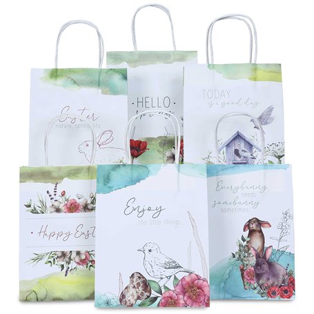 6 sacs à poignée imprimés pour Pâques - Aquarelle - 22