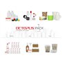 Octopus 10 x Bouteilles en Plastique de 1000 ML, HDPE, 1 Litre Bouteilles Rondes avec Bouchons à vis ou couvercles Noirs, Boutei
