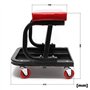 Wiltec Tabouret de mécanicien 37,5 x 36 x 38,5 cm Noir Rouge Servante d’atelier Mobile sur roulette Plateau Outils inclus Rangem