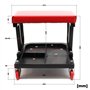 Wiltec Tabouret de mécanicien 37,5 x 36 x 38,5 cm Noir Rouge Servante d’atelier Mobile sur roulette Plateau Outils inclus Rangem