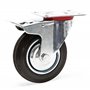 Wiltec Roulette pivotante Blocage double – Ø 200 mm – Capacité 150 kg – en Caoutchouc – Roue avec Frein et Plaque de montage – T