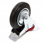 Wiltec Roulette pivotante Blocage double – Ø 200 mm – Capacité 150 kg – en Caoutchouc – Roue avec Frein et Plaque de montage – T