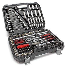 WilTec Coffret Clé à cliquet Jeu de 215 pcs. Kit Clé de Serrage Douille Embouts Acier Carbonne Accessoire