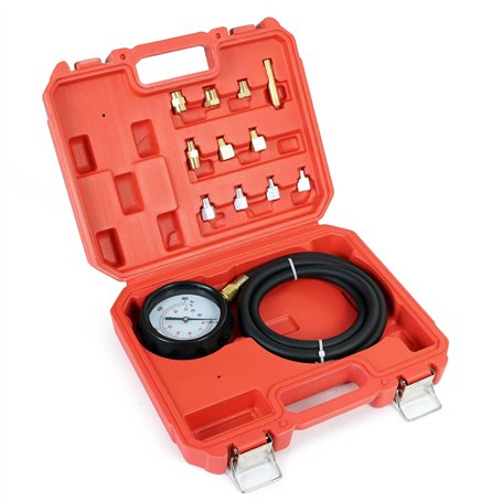 WilTec Kit Mesure de Pression d‘Huile Manomètre Jauge Testeur Appareil Contrôle de Pression 0-35 Bars