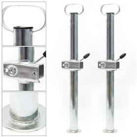 WilTec Jeu 2X Béquille de remorque avec Collier de Calage – 700 mm x Ø 48 mm – en Acier galvanisé – avec Poignée – Stabilisation