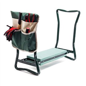 WilTec Tabouret de Jardinier 2 en 1 – 600 x 280 x 490 mm – Capacité 150 kg – en Fer et EVA – Agenouilloir de Jardinage Pliable a