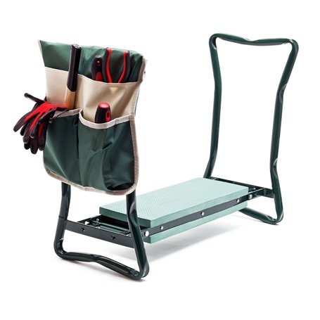 WilTec Tabouret de Jardinier 2 en 1 – 600 x 280 x 490 mm – Capacité 150 kg – en Fer et EVA – Agenouilloir de Jardinage Pliable a