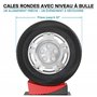 Wiltec Lot de 2 Cales de roue rondes – 320 x 150 x 110 mm / 190 x 150 x 80 mm – Capacité 13 t – avec Niveau à bulle en T – Prote
