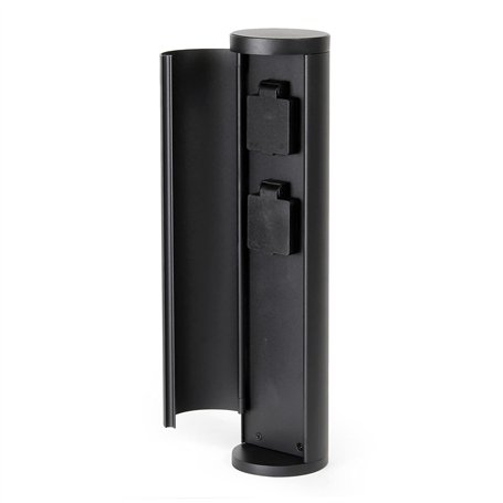 Wiltec Borne de jardin avec 2 Prises de courant – pour l’extérieur – en Aluminium – IP44 – Éclairage d’extérieur Pilier Potelet