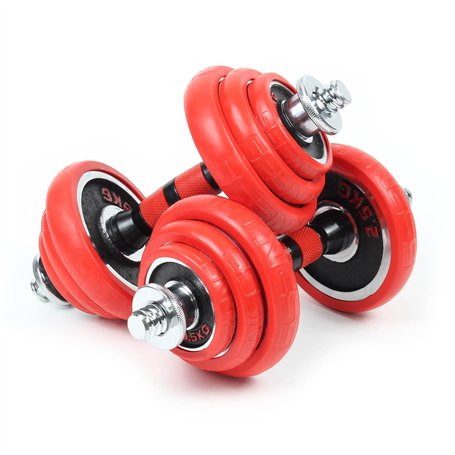 LUXTRI Kit d’haltères Courts & Longs 20kg Set 2en1 avec 12 Plaques de poids Barres Extension Fitness