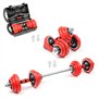 LUXTRI Kit d’haltères Courts & Longs 20kg Set 2en1 avec 12 Plaques de poids Barres Extension Fitness