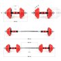 LUXTRI Kit d’haltères Courts & Longs 20kg Set 2en1 avec 12 Plaques de poids Barres Extension Fitness
