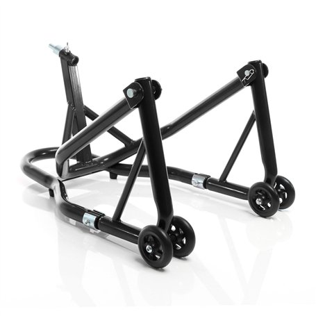 XPOtool Bloque Roue de Moto pour Pneu Avant – sous Té de Fourche – Colonne de Direction 5 Adaptateurs 13-18 mm – en Acier – Béqu