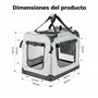 Fudajo Caisse de Transport Grise Pliable pour Animaux domestiques, M (60x42x44cm) Poignée Couverture