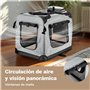 Fudajo Caisse de Transport Grise Pliable pour Animaux domestiques, M (60x42x44cm) Poignée Couverture