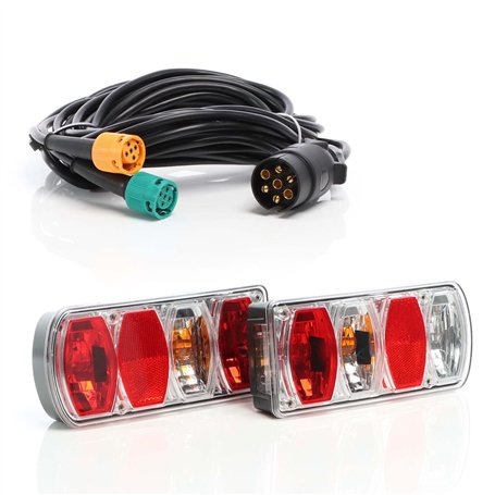 XPOtool Kit Feux arrière 2 pièces ET Câble 7 Broches de 5 m avec 2 connecteurs 5 Broches – 223 x 101 x 53 mm – Connexion d’Embou