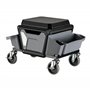 WilTec Tabouret de mécanicien 53 x 38 x 38 cm Noir Bleu Servante d’Atelier Mobile sur Roulette Plateau Outils Inclus Rangement G