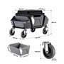 WilTec Tabouret de mécanicien 53 x 38 x 38 cm Noir Bleu Servante d’Atelier Mobile sur Roulette Plateau Outils Inclus Rangement G