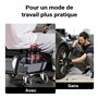 WilTec Tabouret de mécanicien 53 x 38 x 38 cm Noir Bleu Servante d’Atelier Mobile sur Roulette Plateau Outils Inclus Rangement G
