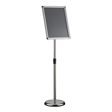 WilTec Présentoir sur pied A3 – Hauteur réglable 88-138 cm – en Aluminium et acier inox – Support Stop client pour Documents